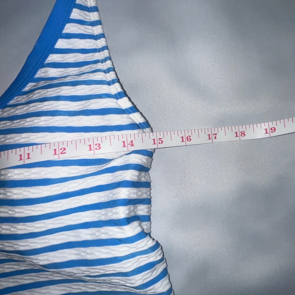 Beach House Striped Racer Back Button Front Tankini Top Blue And White Small 8 - Picture 4 of 6